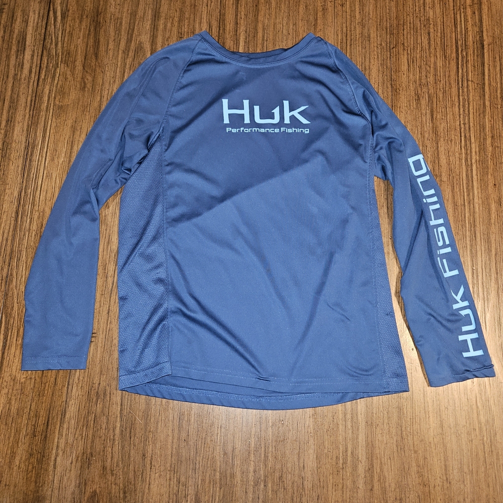 Huk Deep Blue Activewear Performance Shirt Size YL